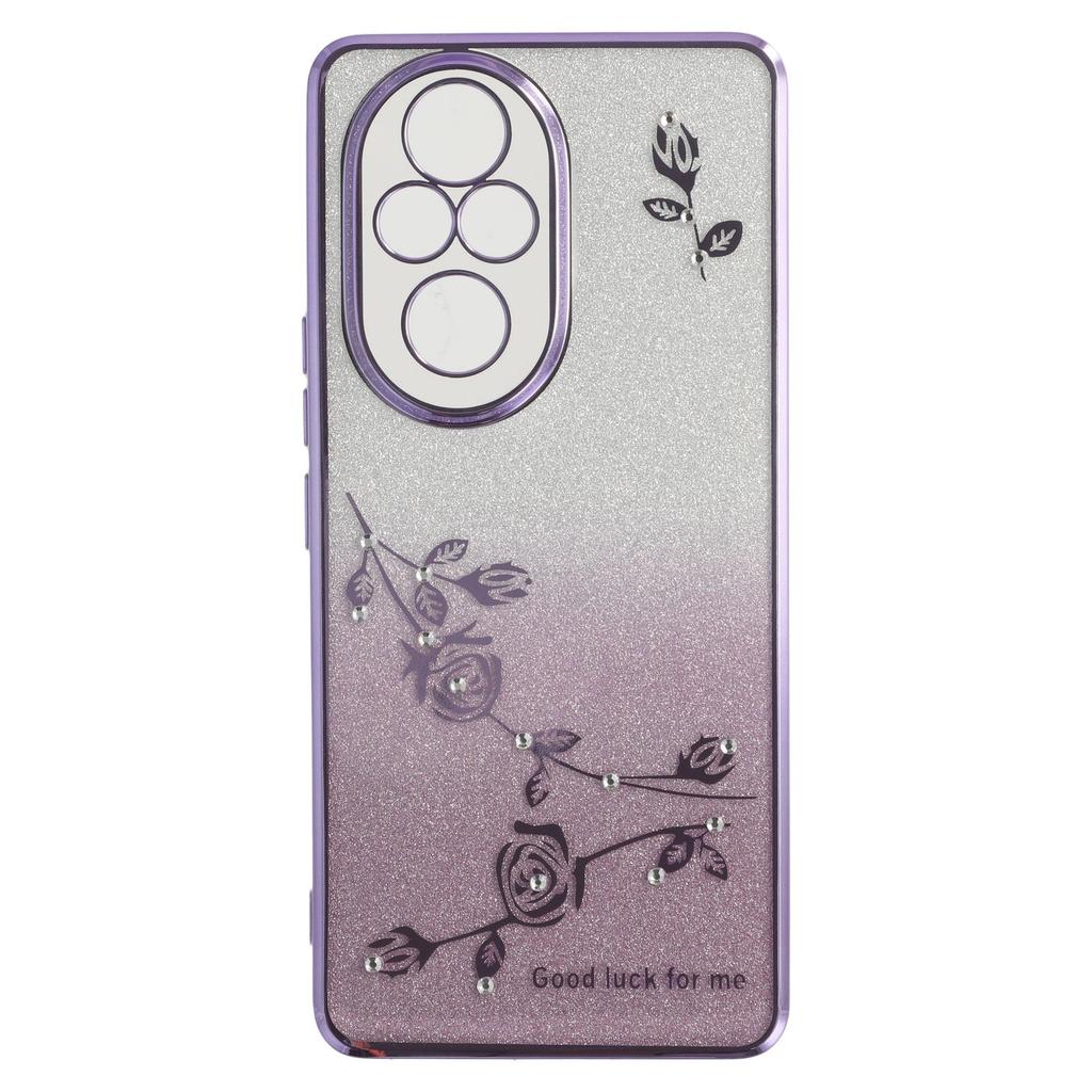 KADEM Für Honor 200 Pro 5G Hülle Ring Ständer TPU Blumen Handyhülle Farbverlauf Glitzer