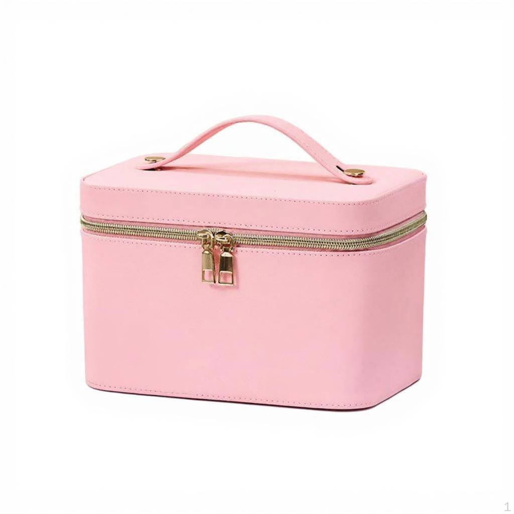 Makeup Bag, Illuminated Mirror Cosmetic Organizer, Portable Large Capacity Case 19.5x13.5x14cm Black