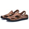 New men's summer men's shoes casual hole hole leather shoes bag head sandals fashion half slippers beach large size