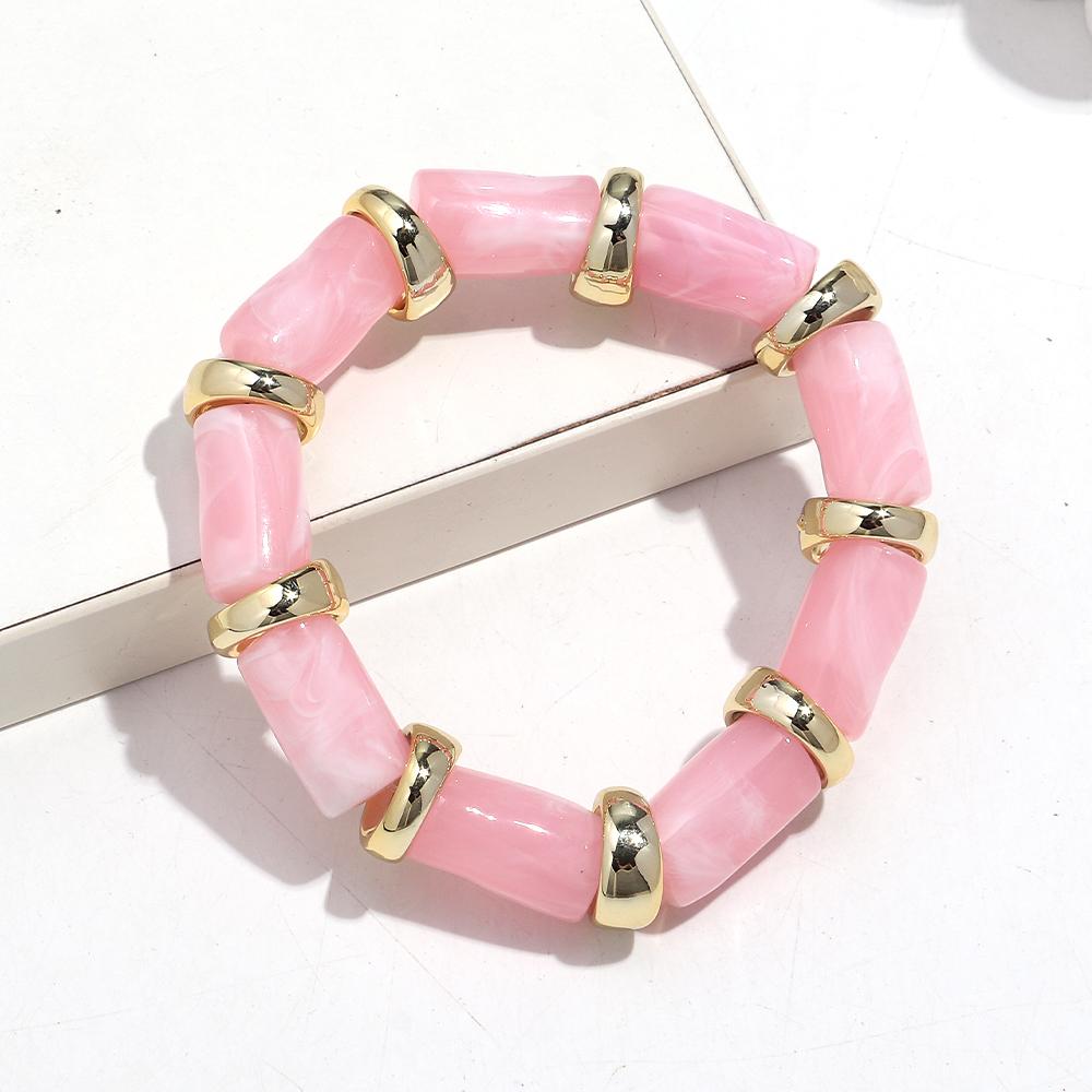 Vintage Acrylic Bamboo Beads Bracelets for Women Fashion Resin Chunky Tube Beaded Stretchy Stackable Bracelet New Jewelry Gift