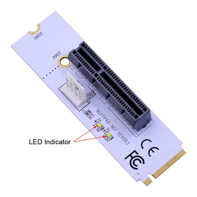Neuer M.2 Key M zu PCIe 4X Kartenadapter mit NVMe und 4X Signal, LED-Anzeige