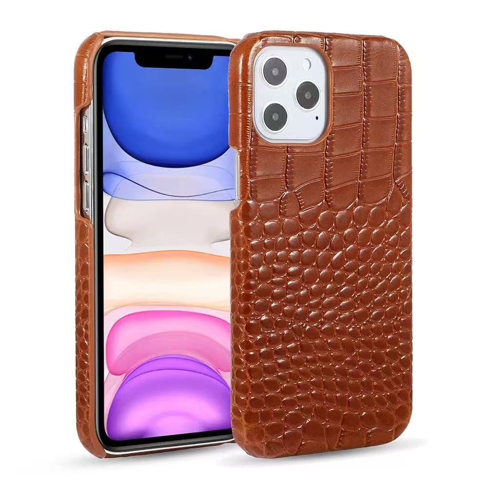 

Classic Crocodile Leather Case For iPhone 16 Pro Max Air 17 15 14Pro 13 12 11 Mini Xs Xr 7 8 Plus Premium Shockproof Back Cover For iPhoneAir коричневый