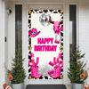 Disco Birthday Background Pink Cow Skull Birthday Display Banner Glitter Design Birthday Door Cover For Cowgirl Themed