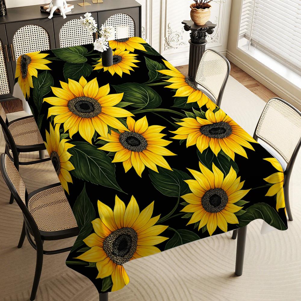 1pc Spring and Summer new floral tablecloths, sunflower tablecloths, table decoration fabrics, retro sunflower-themed tablecloths, suitable for home d