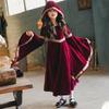 Halloween Costume Dress Girls Vintage Medieval Renaissance Witch Red Riding Hood Long Sleeve Party Outfit