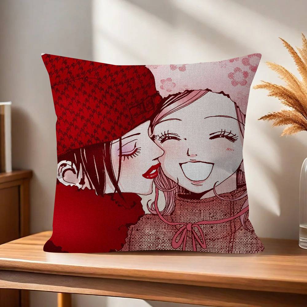 Classic Anime NANA Girl Pillow Covers Cartoon Sofa Decorative Home Doublesided Printing Short Plush Cute Cushion Cover