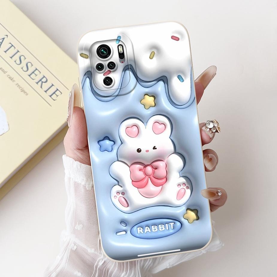 For Xiaomi Redmi Note 10 4G Case Note 10S Cute Rabbit Cartoon Back Cover Soft Silicone Phone Case For Redmi Note 10 Pro Max Bags