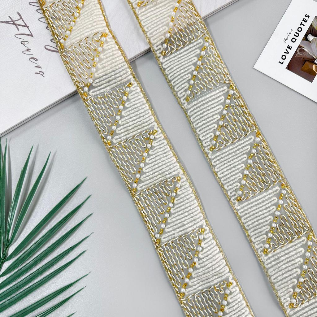 5.5Cm Bead Embroidery Barcode Ethnic Style Clothing Skirt Waist Decoration Window Decoration Belt Decoration Lace Accessories