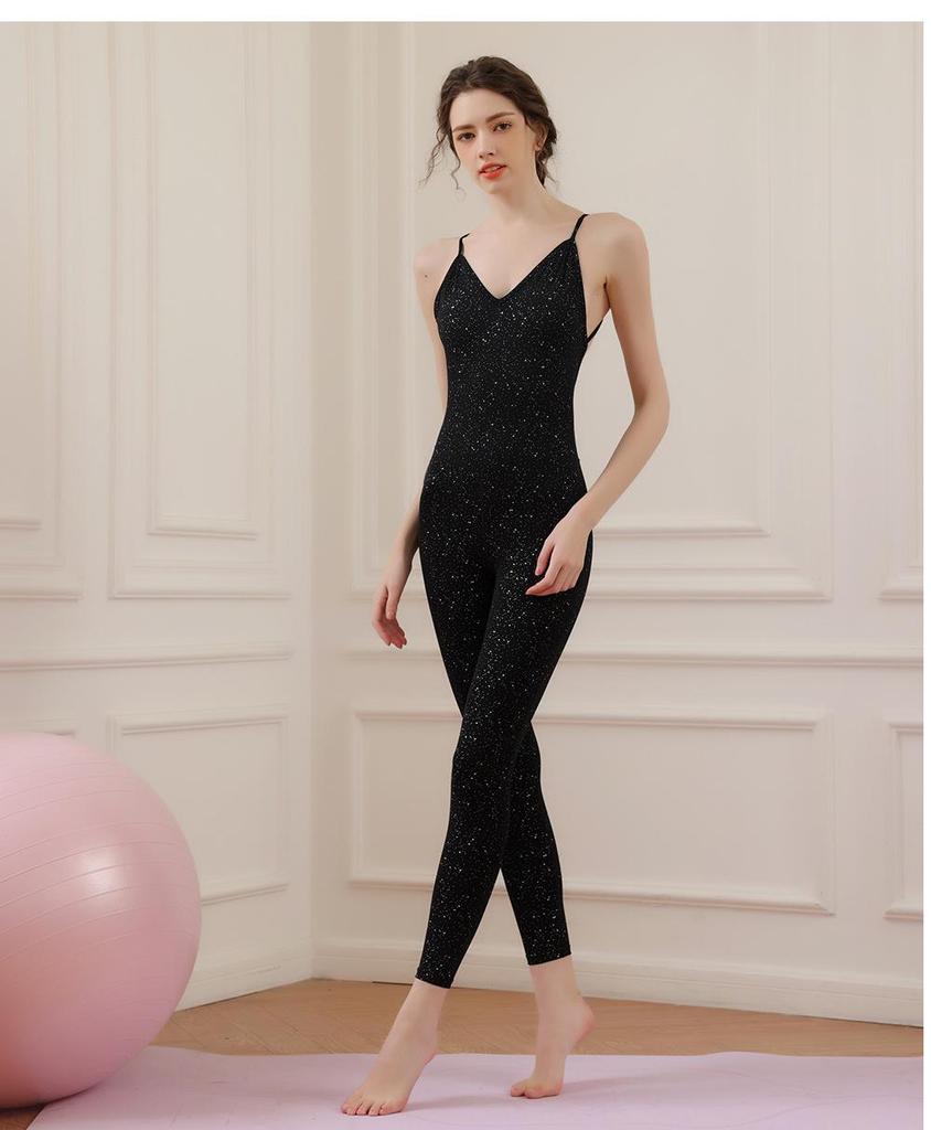 Boyang Damen Glitzernder Rückenfreier Aerial Yoga Jumpsuit - Herbst/Winter Stil