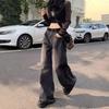 American Retro Velvet-Lined Wide-Leg High-Waist Women's Jeans for Autumn & Winter