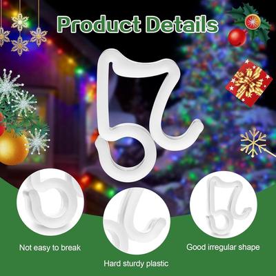 50pcs Gutter Hooks for Christmas Lights, Outdoor Rope Light Clips for Roof Garden Decor, Light Chain Brackets