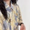 Japanese Printed Female's Short Sleeved Shirts Summer Single Pocket Cardigan Blouses Loose Turn-down Collar New Clothing