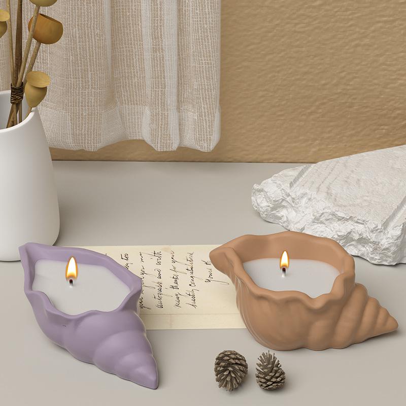 1Pc DIY Epoxy Gypsum Conch Storage Box Ornament Mould Scented Candle Cup Conch Candle Cup Silicone Mould