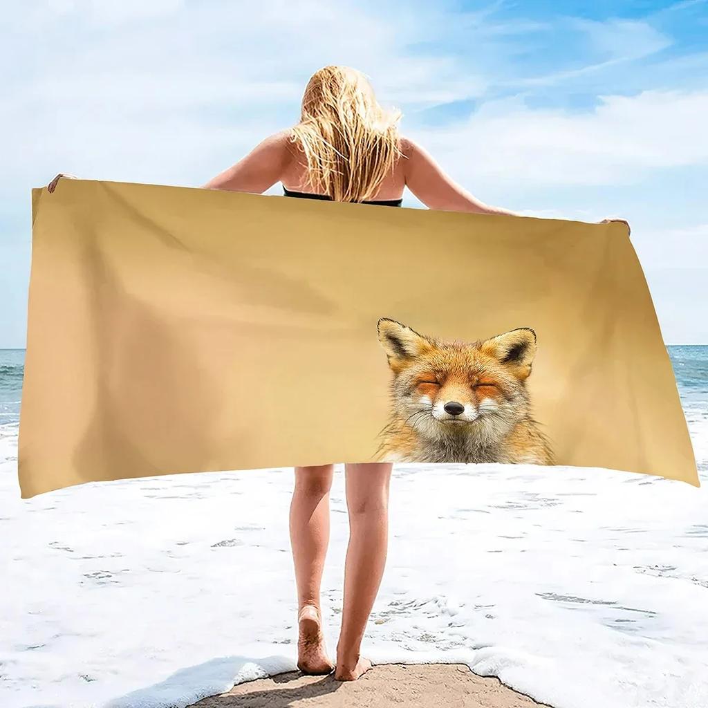 Cute Fox Beach Towel Wild Animal Bath Towels Bathroom Sport Bar Towel for Adult Kids Microfiber Shower Quick Dry Swimming Cover