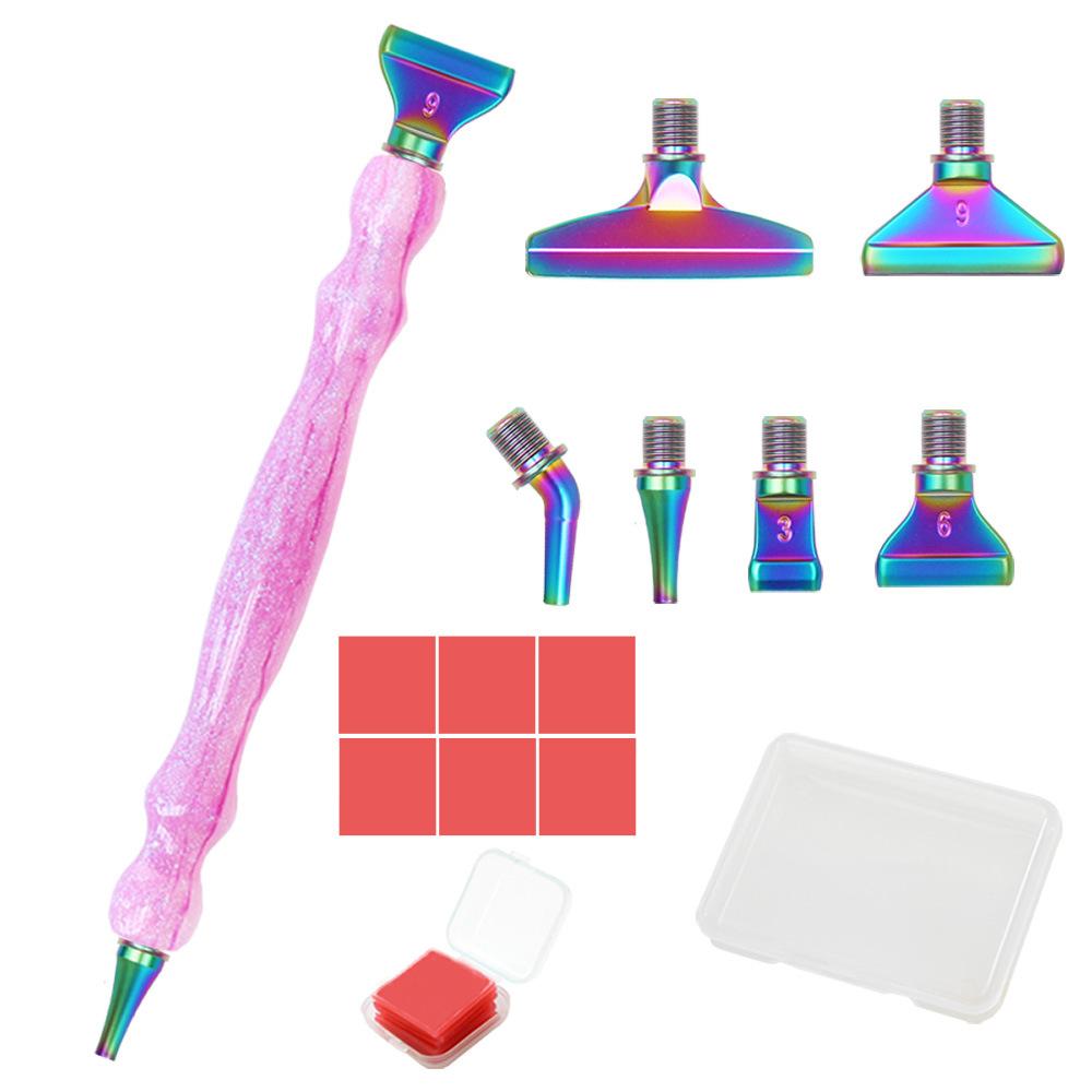Glitter Resin Diamond Painting Pen Kit with 6 Metal Tips 6 Wax Blocks and Storage Box for 5D Diamond Art Rhinestone Crafts and DIY Projects