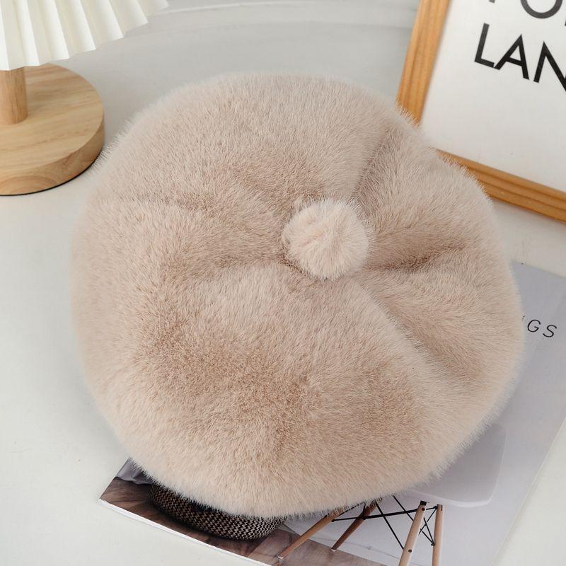 

Новый осенне-зимний берет в иностранном стиле, имитация норки, тыква, женская шляпа, утолщенная, модная, универсальная, зимняя, теплая one size 56-62cm