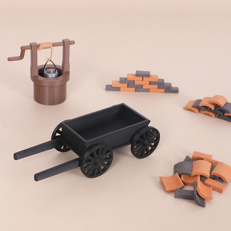 Mini Plastic Farm Wagon Toy For Dollhouses Accessories And Outdoor Garden Decors With 2 Color Option