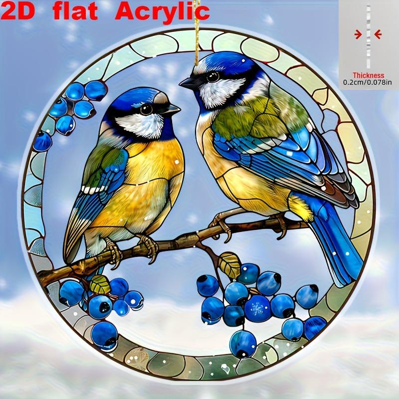 2D Flat Bohemian Style Blue Impact Bird Design Acrylic Decoration Sign Suitable for Wall Decoration, Porch, Room, Villa, Accents Home, Hallway, or Wor