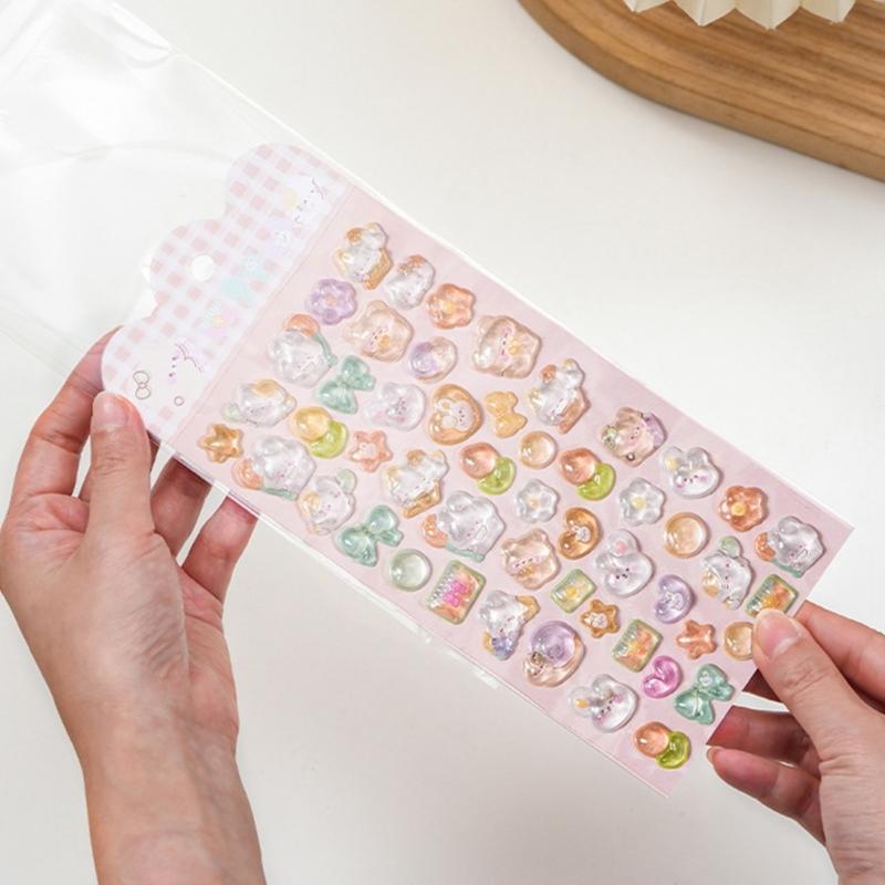 Cartoon Embossed Animal Sticker Waterproof PVC Resin Sticker for Notebook Phone Cover Card Making Kids Room Wall Art