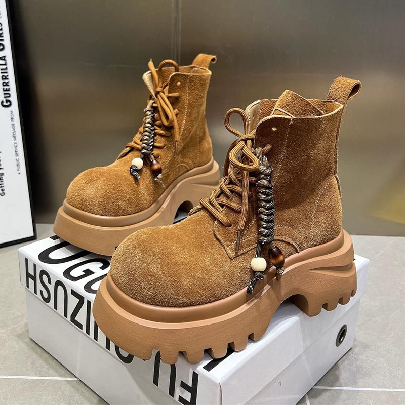 Fashion Platform Women Ankle Chelsea Boots Designer Lace Up Sport Shoes Winter New 2025 Fashion Brand Women's Boots Walking Mujer Shoes