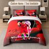 Set Biancheria da Letto Personalizzato Modello Cristiano Ronaldo, Stampa Nome Testo 1 Copripiumino più 2 Federe Tessile per la Casa