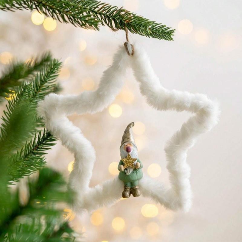 

1PC Santa Claus plush pendant plush pentagram Christmas tree decoration pink warm decoration room pendant party gift
