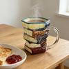Picture Book Coffee Cup 3D Book Stacking Novel Inspired Mug 420ml Hand-Drawn Artistic Literary Mug for Book Lovers Teachers Librarians