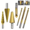 7Pcs Step Drill Bit Saw Umbrella Chamfer Bit Straight Titanium Milling Cutter 4-12/20mm 3 6 8 Mm Woodwork Metal Hole Cone Drill