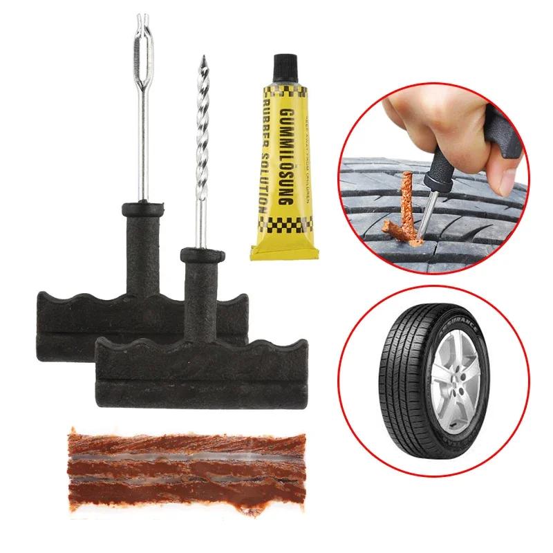 42pcs Car Tire Repair Tool Kit Rubber Strips Tubeless Tyre Puncture Studding Plug Set Motorcycle Truck Vacuum Tire Repair Tool