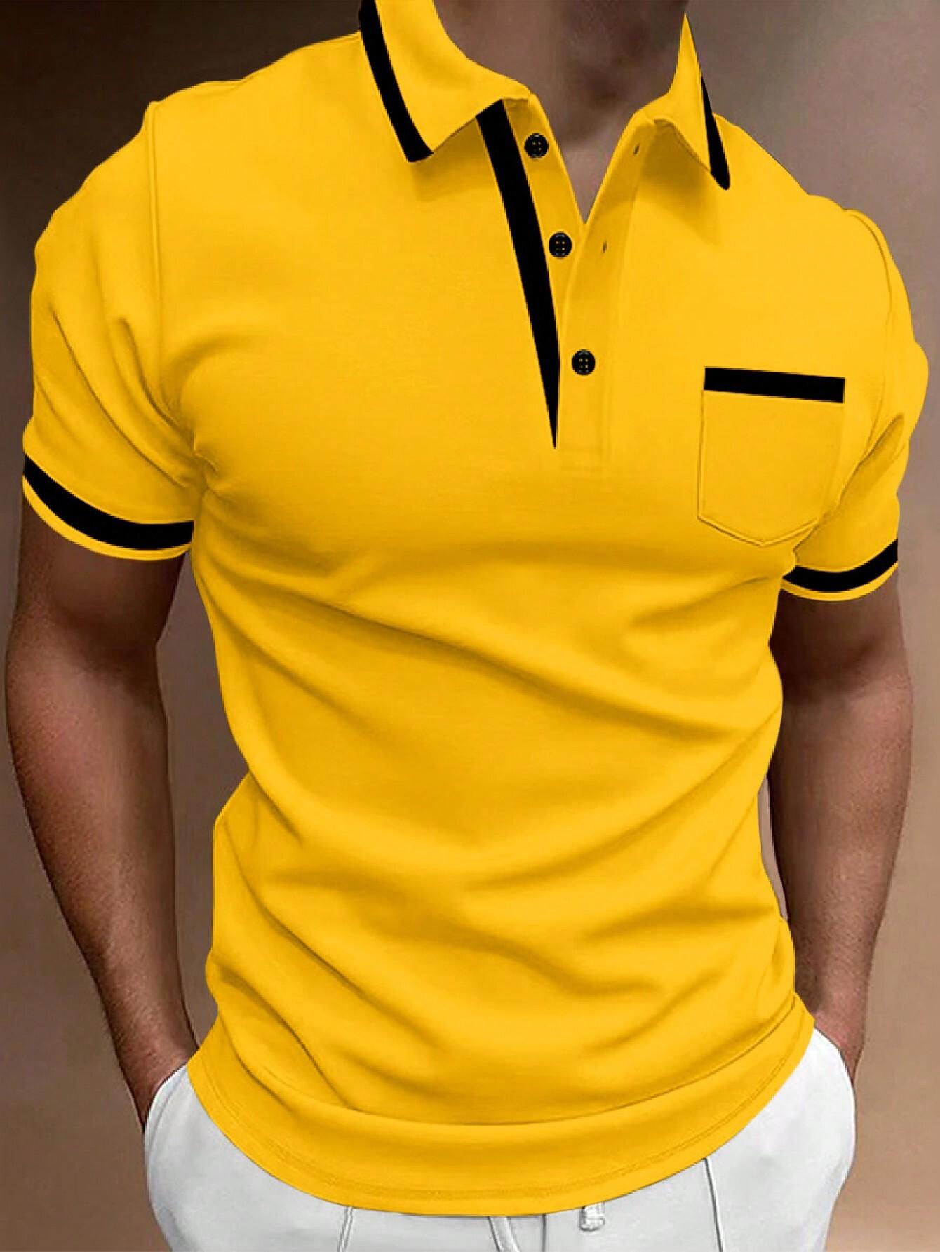 Herren-Kurzarm-Poloshirt, stilvolles Freizeitdesign, ideal für den Alltag. L orange