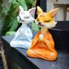 Zen Fox-dekorasjon Vintage ni-halet rev Kjøttet bonsai-dekorasjon Håndverk Kreativt Bilbord Personlighet Knickknacks