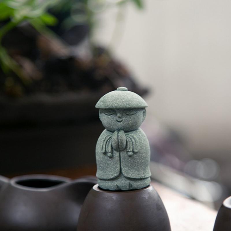 Statue Miniature Durable Exquise Mignonne Petite Figurine de Moines Ornement de Jardin Zen Fait Main Décor d'Aquarium