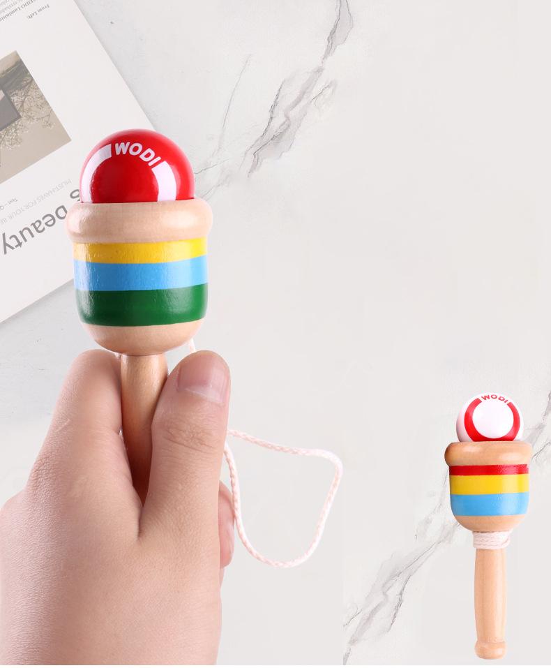 Wooden Skills Cup,Throw and Catch Ball,Traditional Game for Kids Hand Eye Coordination Educational Game, Exercise The Brain