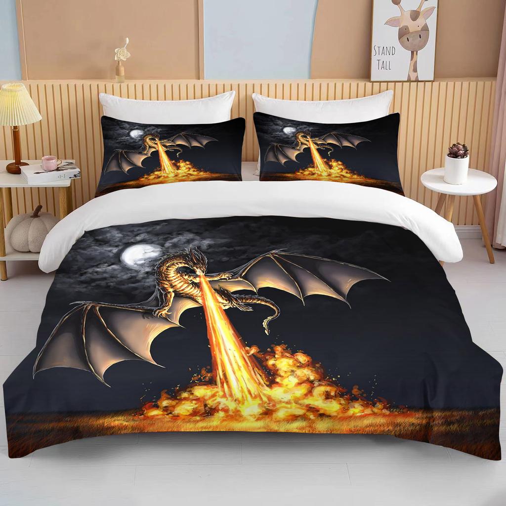 Angry Firedragon Kids Duvet Cover Collection Uk Single Double King Us Twin Full Queen Anime With Bed Linen Bedding Set