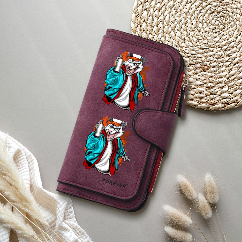Trendy Cool Wolf Printed Long Wallet Portable PU Leather Card Holder Casual Fashion Daily Use Money Purse For Streetwear Lovers