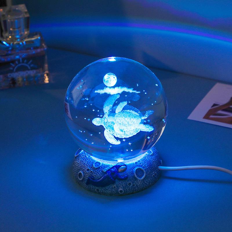 Crystal Ball Night Light with Base USB Powered Sleep Lamp Desk Decor for Bedroom Ideal Christmas Gift