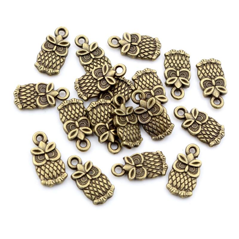 30pcs 15x8mm 19x10mm Antique Silver Plated Bronze Owl Handmade Charms Pendant DIY Jewelry Findings for bracelet necklace