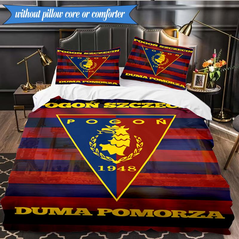 3PCS Pogoń Football Crest Bedding Set 2D Printing (Includes 1 Duvet Cover + 2 Pillowcases Coreless), Bedroom decor,Fan gift