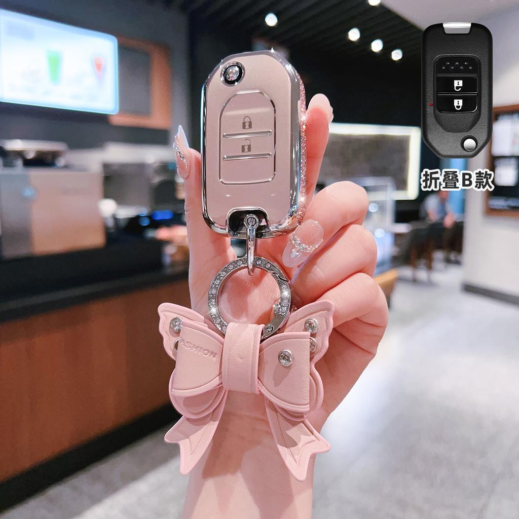 Diamond Car Remote Key Case Cover Protect Shell Fob For Honda Civic Hrv Crv Xrv Crider Odyssey Pilot Fit Accord City Vezel Jade