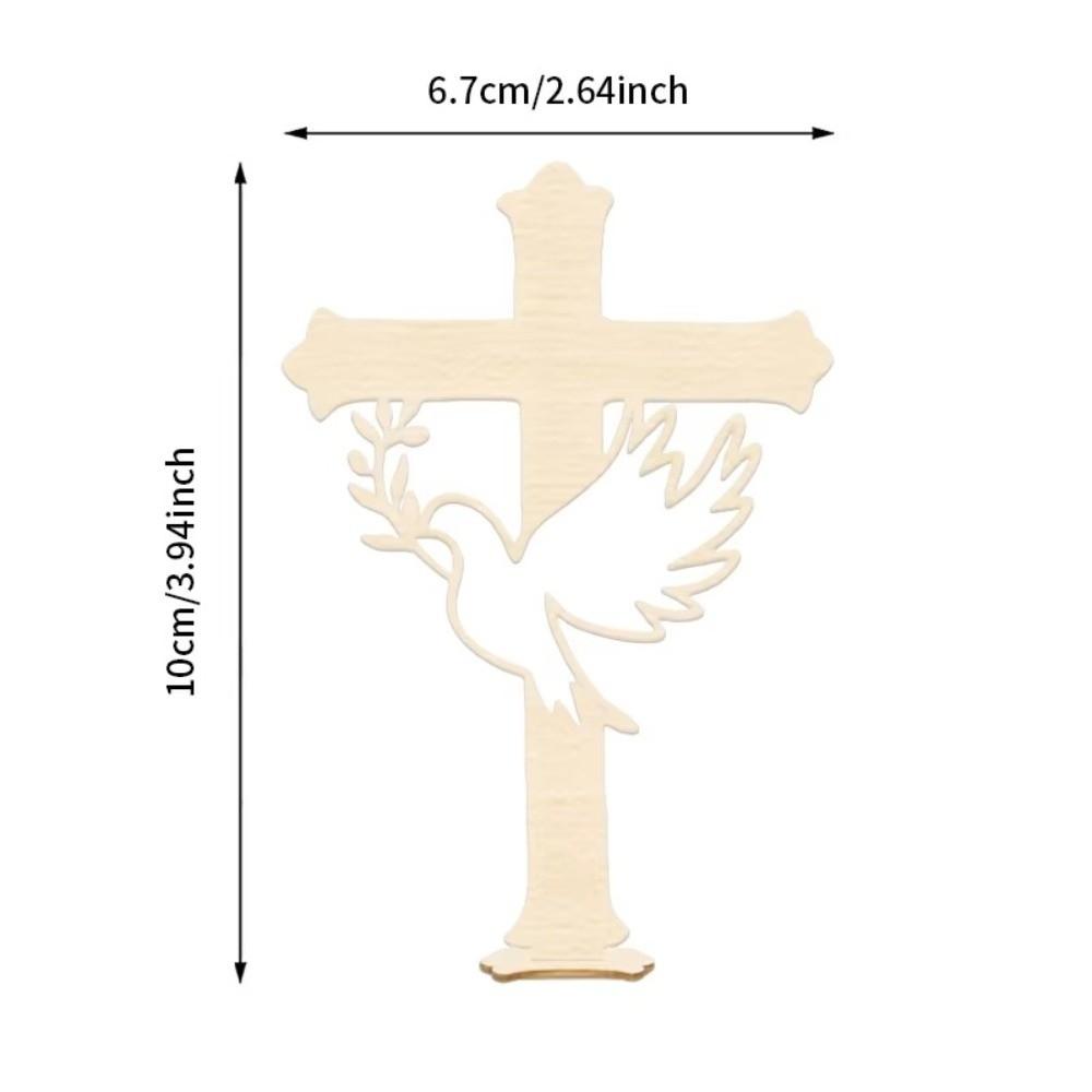 10Pcs Wood Wooden Peace Dove Cross Hollow Dove Tabletop Decorations  Classic Baptism Decorations