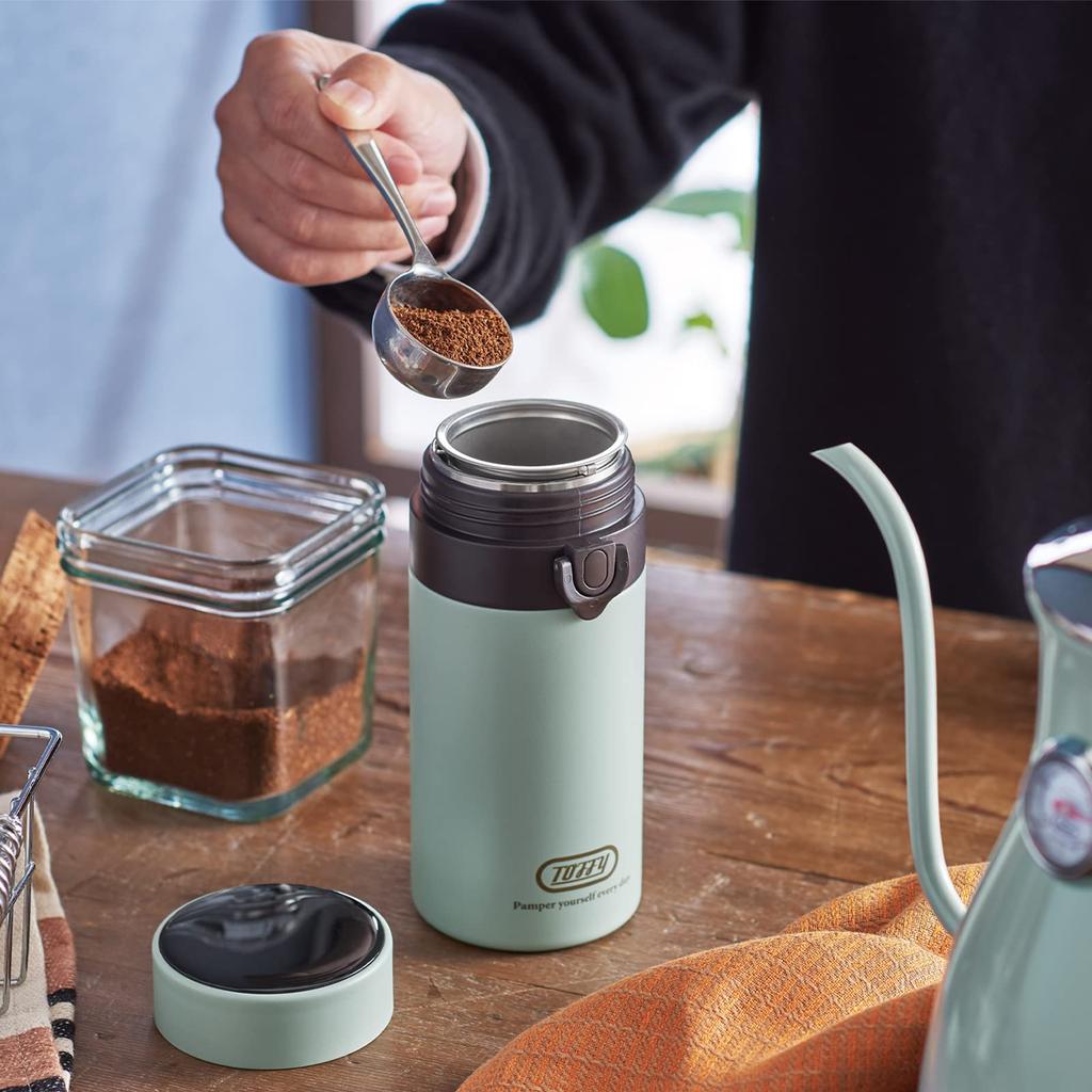 Toffy Portable Brew Bottle K-CC3 (Pale Aqua) Vacuum Insulated Bottle with Dripper, ImmersionPermeable CoffeeTea, Includes Filter, Keeps Freshly