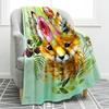 Cute Cartoon Fox Digitalprinted Polyester Bedroom Velvet Flannel Cover Blanket Fleece Soft Sofa Cover Blankets for Beds