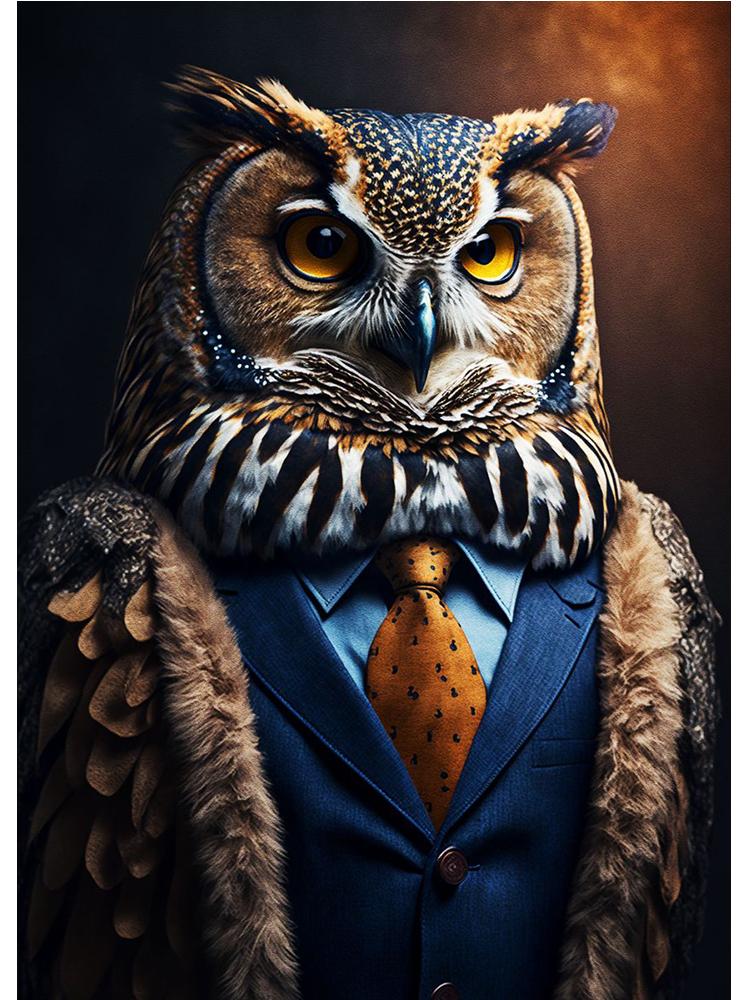 

Модный деловой костюм Животные Сова Обезьяна Слон Портрет Холст Картина Плакат Печать Настенное Искусство Для Гостиной Домашний Декор 70x100cm No Fram