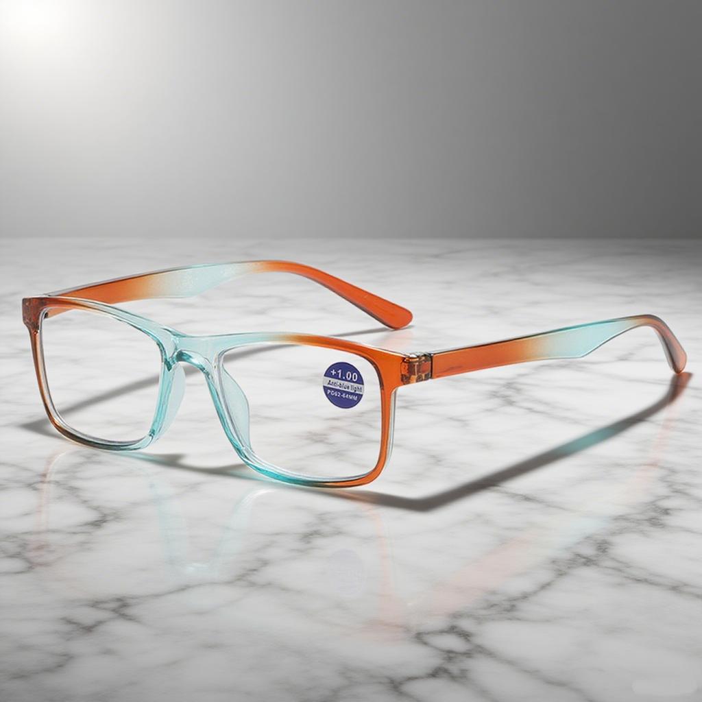 New Design Gradient Color Reading Glasses for Women Men Square Frame Anti Blue Light Presbyopic Glasses with Diopter 0 To +4.0