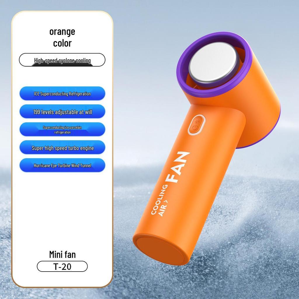 T20 Compact Handheld Fan: High-Speed, Long Battery, USB Rechargeable for Outdoor Cooling