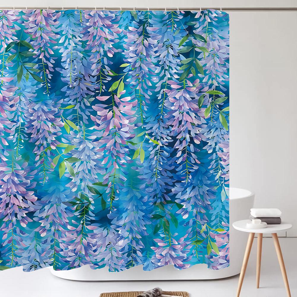 Flowers Shower Curtain Watercolor Flower Bath Curtain Print Polyester Fabric Waterproof Bathroom Curtains with Hooks Bath Screen