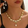 Teardrop Shape Pearl Necklace Flower Jewelry Set Elegant Necklace Earrings Set  Gifts
