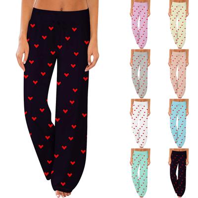 Pantalones de pijama para mujer, ropa de dormir, pantalones casuales con cordón y cintura elástica, pantalones holgados y rectos cómodos para yoga