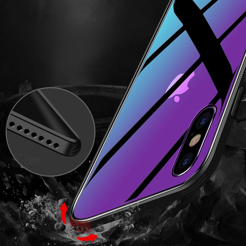 Buy Creative Gradient Full Protect Glass Silicone Cell Phone Covers