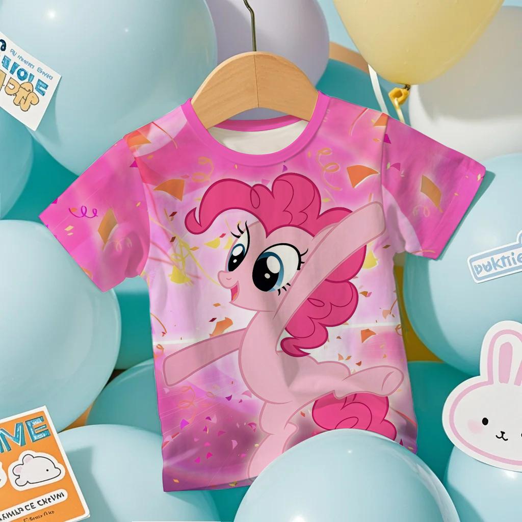 2026 Hot Sale Casual Kids Teenager Boys Girls My Little Pony Cartoon Print New Summer Fashion Short Sleeve Tops 100